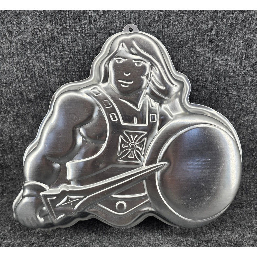 Wilton He-Man Cake Pan Vintage 1983 Silver Aluminum MOTU Masters of the Universe